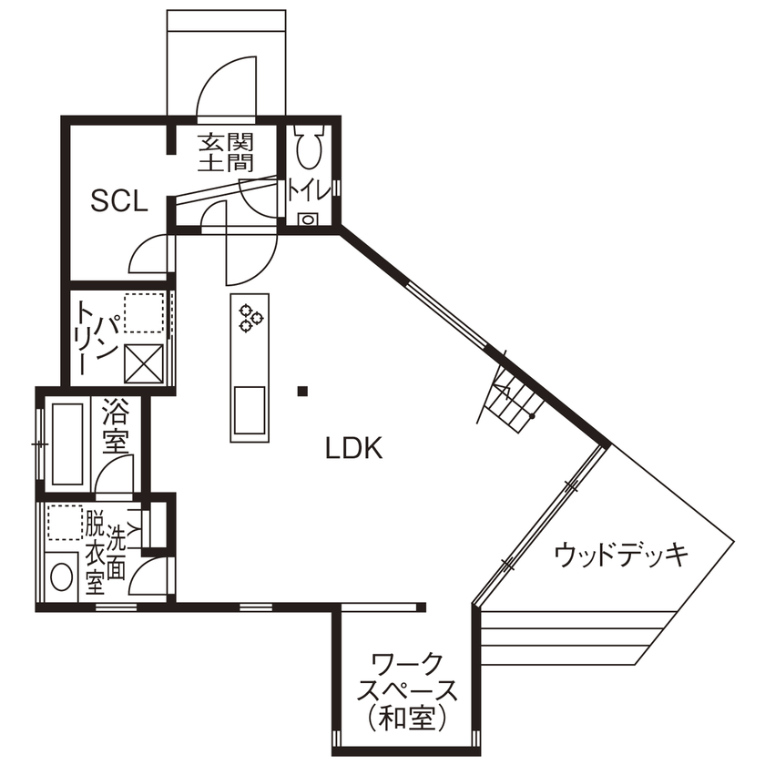 Grand Living（グランリビング） 『Chillax』【兵庫県／2000万円台／和室ワークスペース／造作家具／インダストリアルデザイン】の間取り図（3LDK）1階