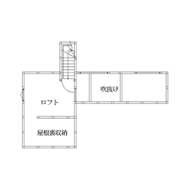Kocoro house 【1000万円台後半｜大津市｜間取り図有】吹き抜けのある2階リビングとインナーガレージの家の間取り図（3LDK+ロフト+小屋裏）ロフト