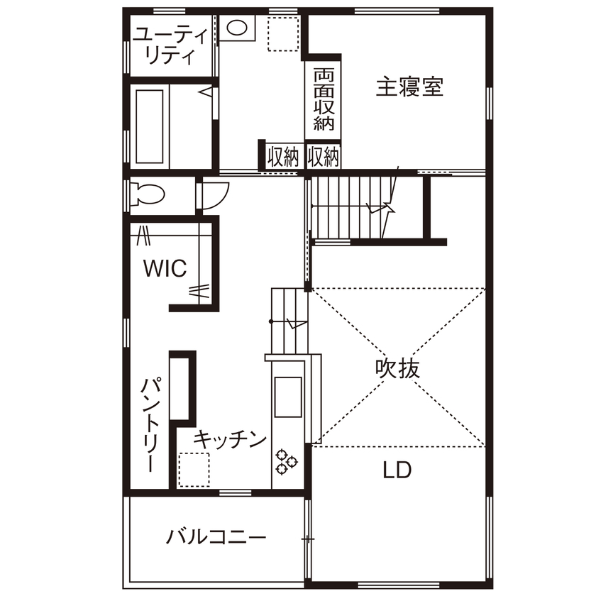 Kocoro house 【2000万円台前半｜栗東市｜間取り図有】約45坪の土地に4台駐車可能。家族玄関のあるインナーガレージの家の間取り図（3LDK）2階