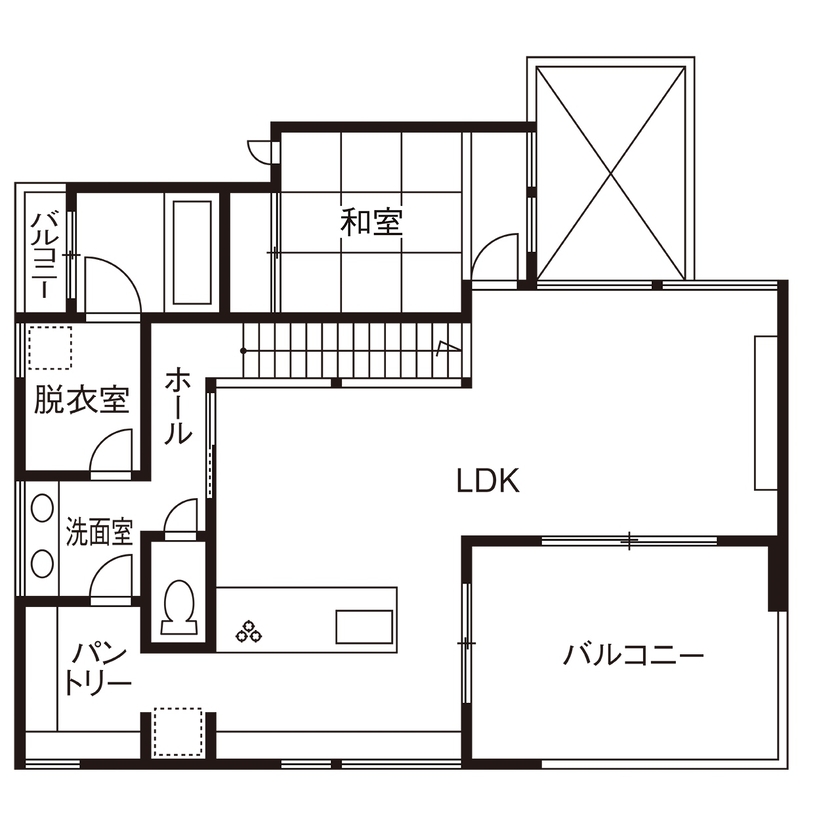ハビの家 【39.7坪/ガレージ/間取り有】箱を重ねたような外観デザインや間取りの工夫で、光が降り注ぐ明るい家にの間取り図（4LDK）2階