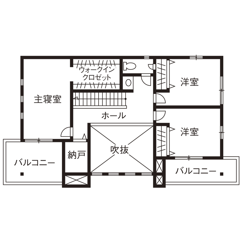 クレバリーホーム/住生活研究所 【吹抜けリビング｜2000万円台｜間取り有】オシャレで家事ラク。ラグジュアリー＆モダンなタイル外壁の家の間取り図（3LDK）２階