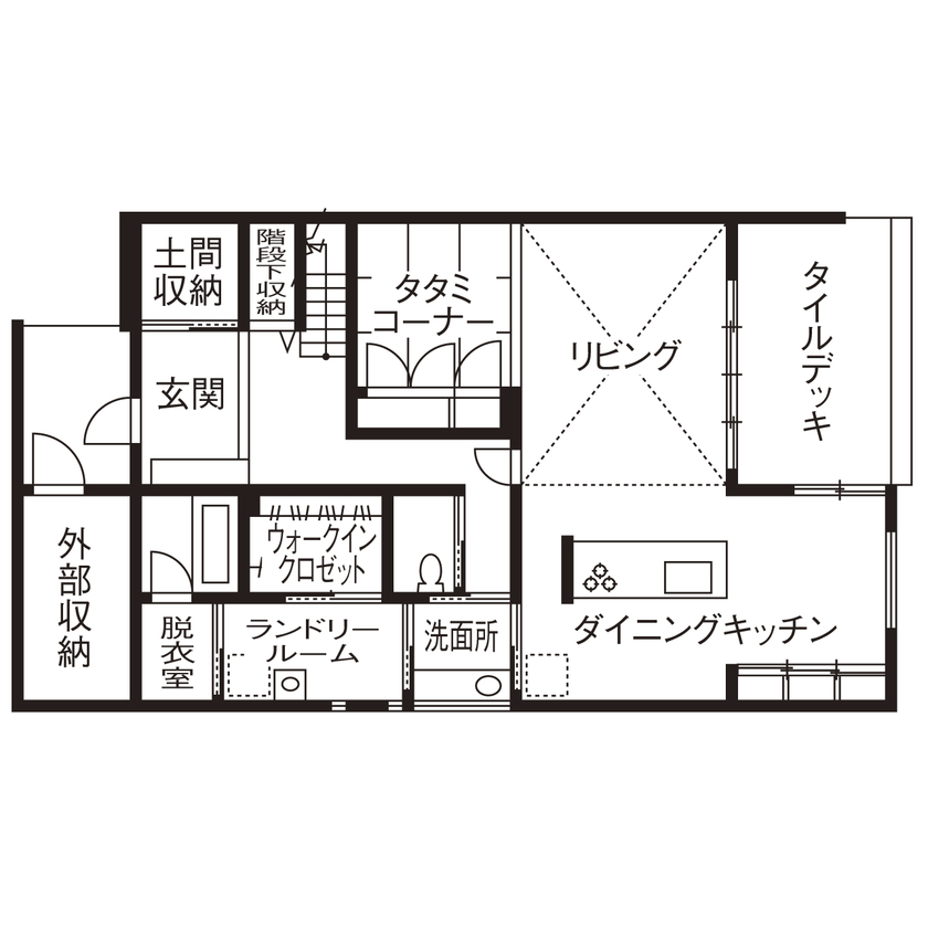 クレバリーホーム/住生活研究所 【岐阜県｜40坪台｜3000万円台｜間取り有】シンプルで暮らしやすい家にはプロならではのアイデアが満載！の間取り図（3LDK＋タタミコーナー）１階