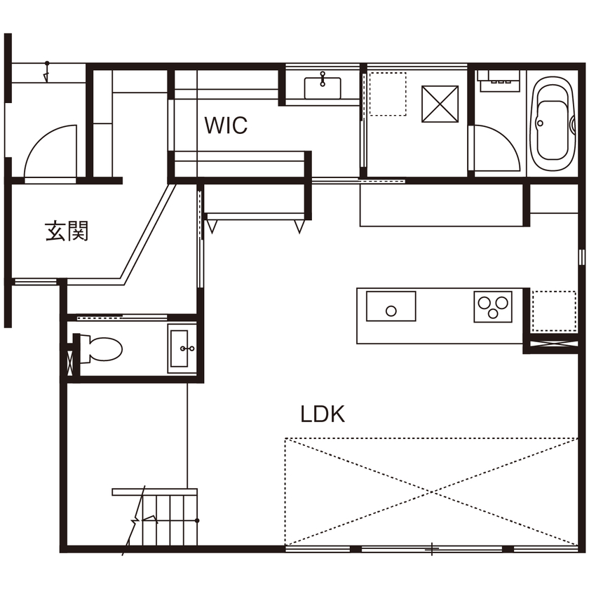 ASOLIE | ミラタップ 【4000万円台・間取り図あり】モノトーンを基調としたラグジュアリー空間の間取り図（3LDK）1階