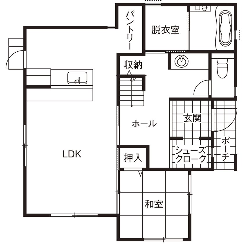 グッドリビング 【1000万円台/30坪台/間取り図有】モミの木の心地よさを楽しむ家。「叶えたいことは全部叶いました」の間取り図（4LDK）1階