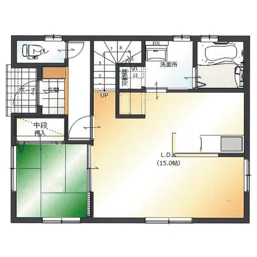グッドリビング 【1000万円台｜間取り図有】ローコストで実現！ランニングコストも抑えた家の間取り図（4LDK）1階