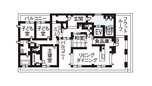 ダイワハウス 【313坪/夫婦+子ども2人/間取り図あり】連続窓が街並みに映える賃貸・事務所併用住宅　写真10点掲載の間取り図（5K以上）5階