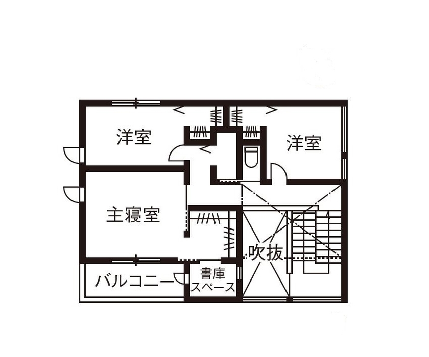ダイワハウス 【38坪/夫婦＋子ども1人/間取り図あり】和と洋が美しく溶け合うロースタイルリビングの家　写真10点掲載の間取り図（4LDK）2階
