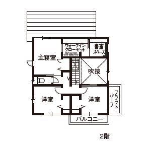 ダイワハウス 【35坪/夫婦/間取り図あり】光差し込む吹き抜けの土間が暮らしを彩る　開放感あふれる住まい　写真10点掲載の間取り図（3LDK）2階