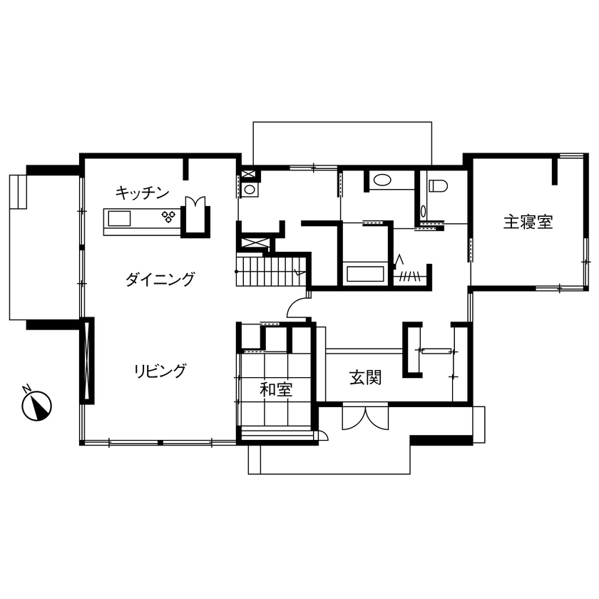 ダイワハウス 【82坪/夫婦＋夫の母/間取り図あり】　王道の美をたたえた美術館のような家を　写真10点掲載の間取り図（5K以上）1階