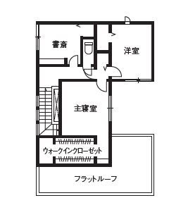 ダイワハウス 【37坪/夫婦/間取り図あり】　中庭を囲むタイルフロアのモダンな家　写真10点掲載の間取り図（3LDK）2階