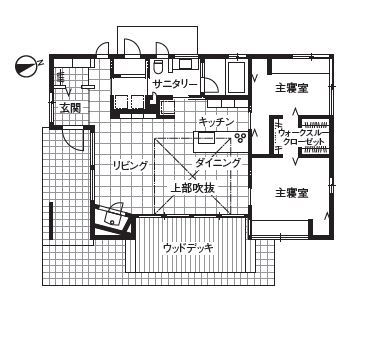 ダイワハウス 【28坪/夫婦＋犬/間取り図あり】森に抱かれて四季の自然を楽しむ平屋の別荘　写真7点掲載の間取り図（2LDK）１階