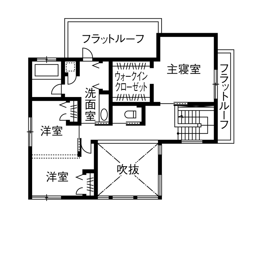 ダイワハウス 【47坪/夫婦/間取り図あり】　吹き抜けに連続窓がダイナミックに映える家　写真８点掲載の間取り図（3LDK）2階