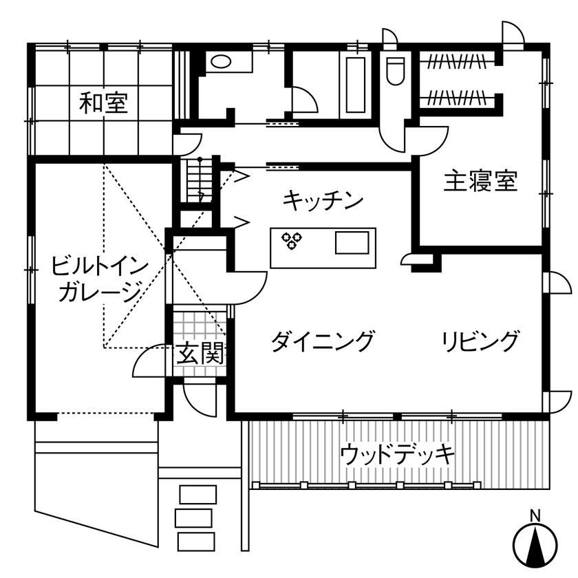 ダイワハウス 【35坪/夫婦/間取り図あり】趣味を思いきり楽しめる遊び場のようなわが家　写真10点掲載の間取り図（2LDK）1階