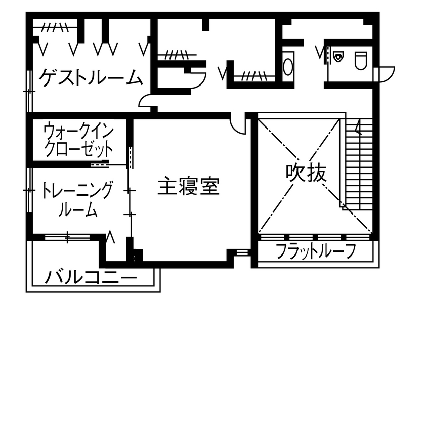 ダイワハウス 【64坪/夫婦＋犬/間取り図あり】　吹き抜けの大開口窓で庭と開放的につながる家　写真10点掲載の間取り図（3LDK）2階