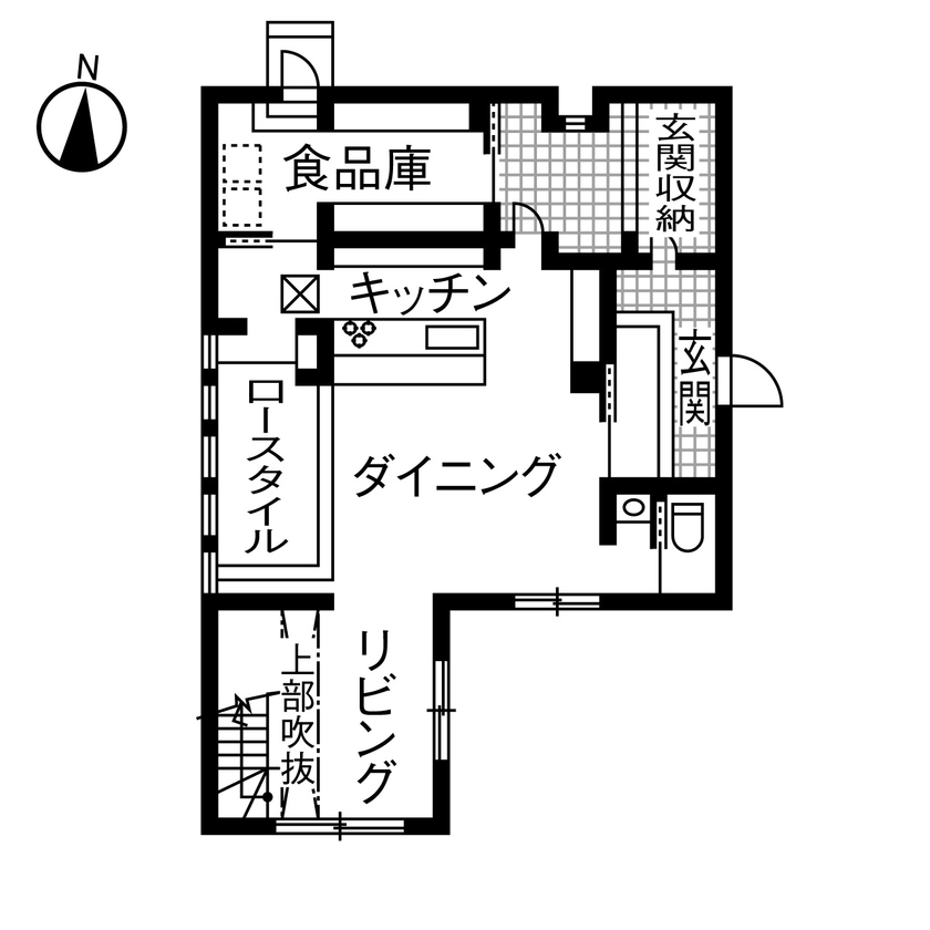 ダイワハウス 【52坪/2人暮らし/間取り図あり】　友人が集う隠れ家バーのような家　写真10点掲載の間取り図（2LDK）1階
