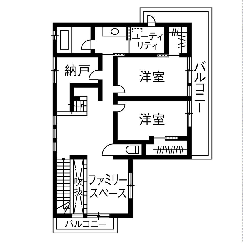 ダイワハウス 【52坪/2人暮らし/間取り図あり】　友人が集う隠れ家バーのような家　写真10点掲載の間取り図（2LDK）2階