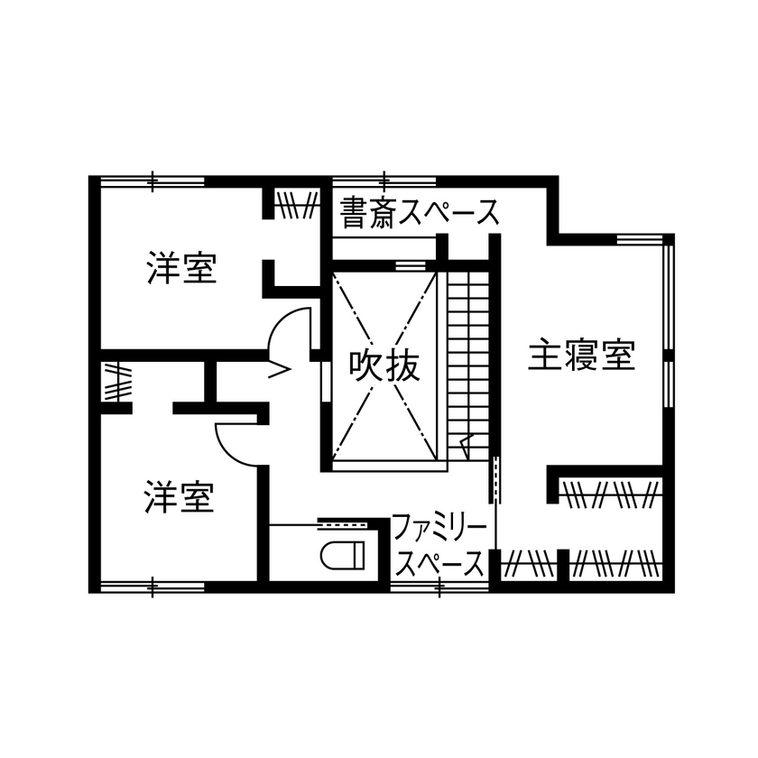 ダイワハウス 【36坪/夫婦＋子ども2人/間取り図あり】庭に笑顔が通い家族がつながる家　写真10点掲載の間取り図（3LDK）2階