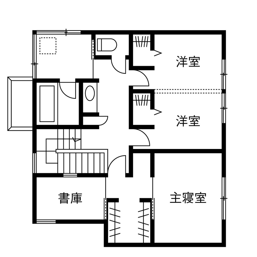 ダイワハウス 【34坪/夫婦＋子ども１人/間取り図あり】シンプルな仕立てで天然木が引き立つ家　写真10点掲載の間取り図（2LDK）2階