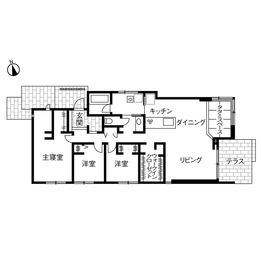 ダイワハウス 【33坪/夫婦/間取り図あり】ゆとりある風景に親しみ安らぐ平屋の家　写真10点掲載の間取り図（3LDK）1階