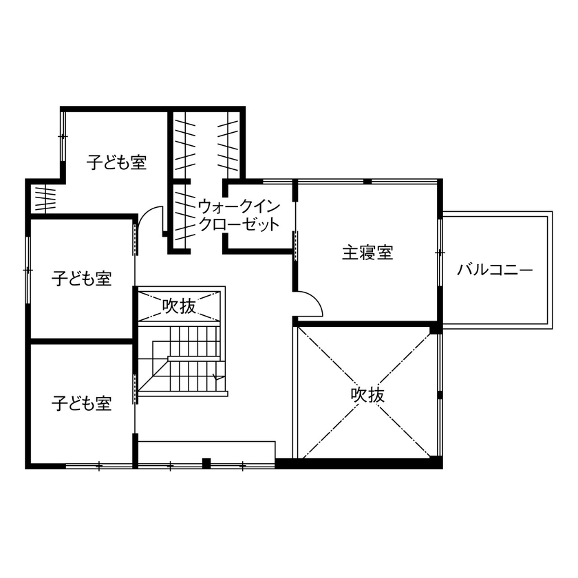 ダイワハウス 【48坪/夫妻＋子ども3人/間取り図あり】風景を分かち合いつながりを深める住まい　写真10点掲載の間取り図（4LDK）2階