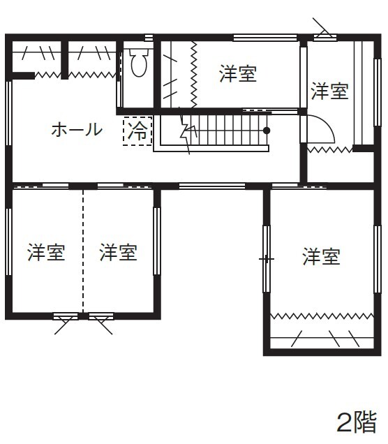 アルネットホーム 【間取り有】ウッドデッキで繋がるコの字型ホワイトハウスの間取り図（4LDK）2階