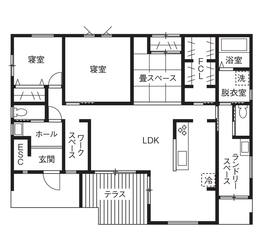 アルネットホーム 【間取り有】内外つながるプライベート中庭のモダン平屋の間取り図null1階