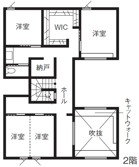 アルネットホーム 【間取り有】中庭の光で猫と日向ぼっこ　まるで美術館な白い邸宅の間取り図（4LDK）2階
