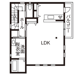 三昭堂 【名古屋市/間取り図/インナーガレージ】3階建てのモデルハウスで確信！30坪の限られた土地に建てた実例の間取り図（3LDK）2階