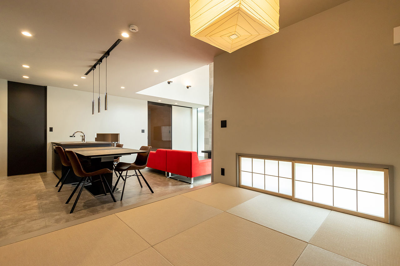 三昭堂 【愛知県/吹き抜け/ペット】キューブを組み合わせた造形美と吹き抜けを大窓が飾るホテルライクな住まいの建築実例画像9