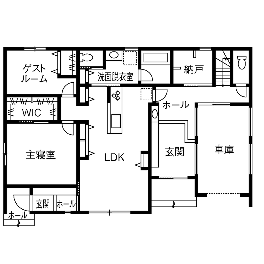 三昭堂 【名古屋市/インナーガレージ/二世帯】「一緒に暮らす」の想いを込めた二世帯住宅の間取り図（2LDK＋3LDK＋ガレージ）1階