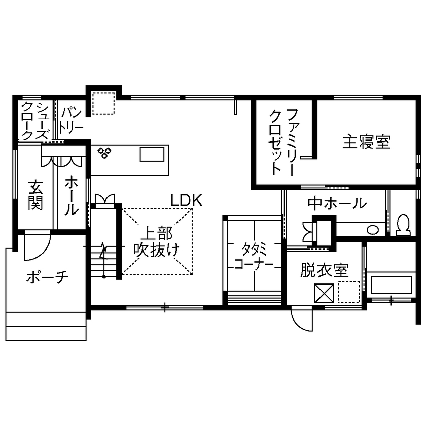 三昭堂 【春日井市/吹き抜け/ペット】プライベートバルコニーを愉しむ家の間取り図（4LDK）1階