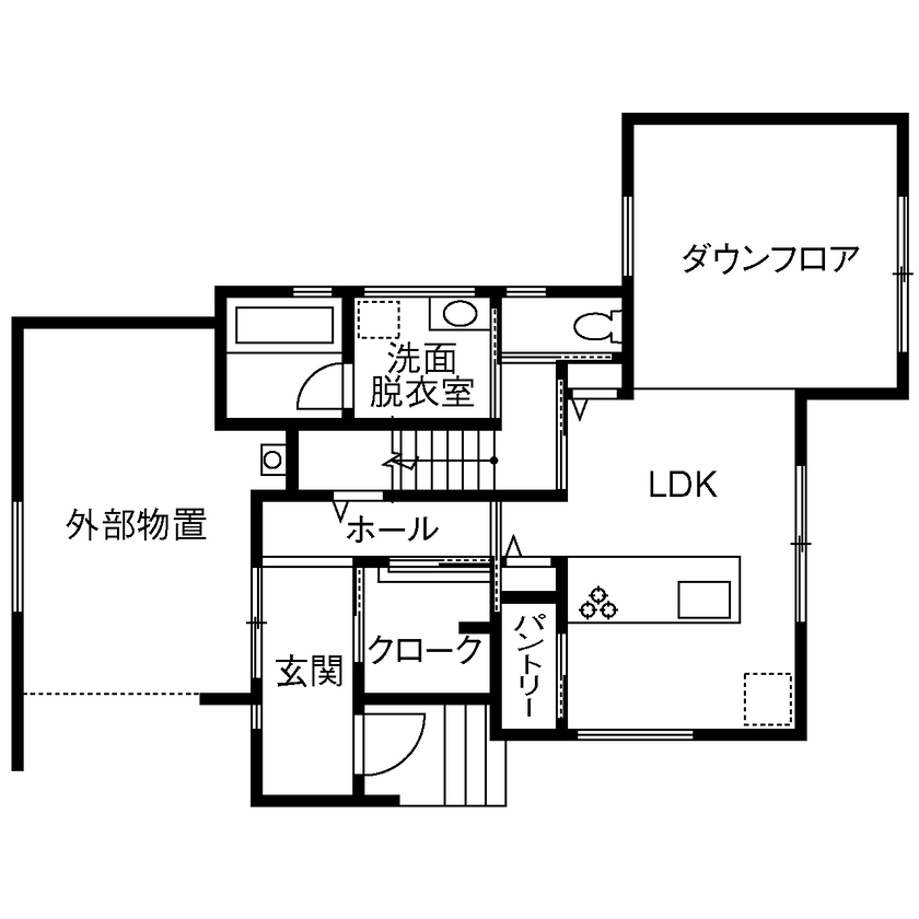 三昭堂 【弥富市/ガレージ/ダウンリビング】インナーガレージのあるLCCM住宅の間取り図（3LDK）1階