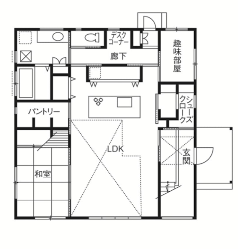 ビクトリーホーム 【2204万円/吹き抜け/間取り図 】可変性のある間取り。ライフスタイルや子どもの成長に寄り添う注文住宅の間取り図（4LDK）1階