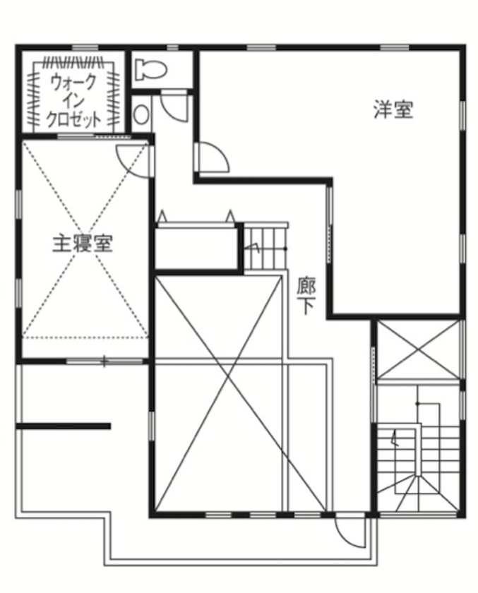 ビクトリーホーム 【2204万円/吹き抜け/間取り図 】可変性のある間取り。ライフスタイルや子どもの成長に寄り添う注文住宅の間取り図（4LDK）2階