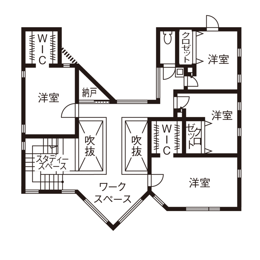ビクトリーホーム 【サウナ/4000万円台/吹き抜け/スキップフロア/間取り図】性能もデザイン性にもこだわった高台にある家の間取り図（4LDK）2階
