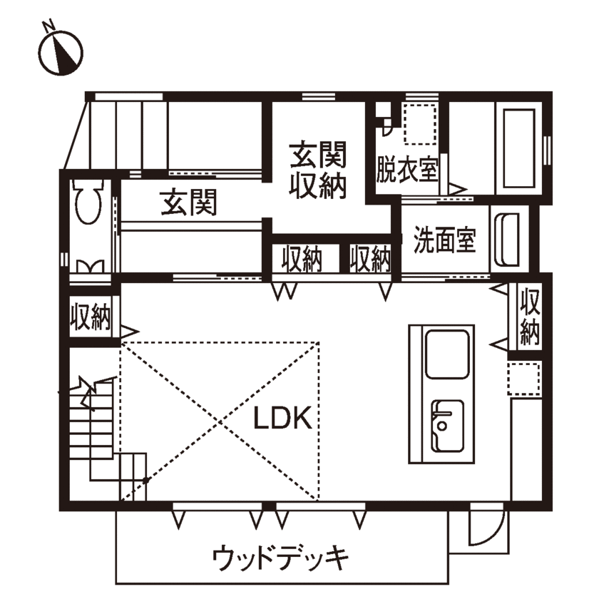 アークホーム　一級建築士事務所 【1000万円台/吹き抜け/間取り図有】家族との絆を深め、趣味も満喫！性能や価格も妥協せず叶えたマイホームの間取り図（3LDK）1階