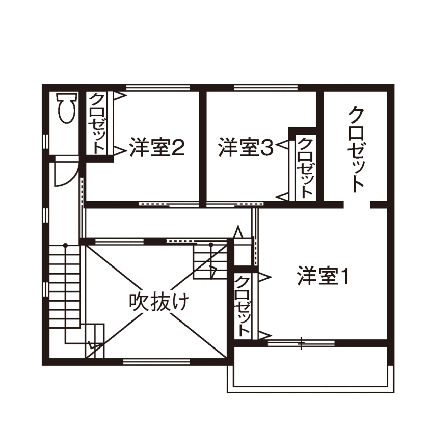 アークホーム　一級建築士事務所 【1000万円台/吹き抜け/間取り図有】家族との絆を深め、趣味も満喫！性能や価格も妥協せず叶えたマイホームの間取り図（3LDK）2階