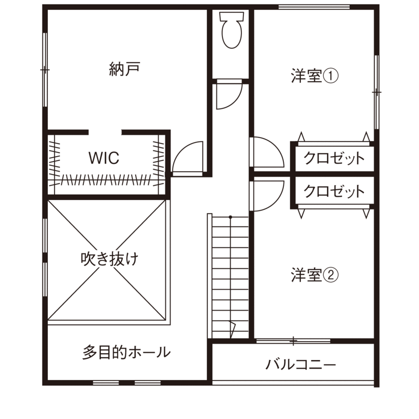 アークホーム　一級建築士事務所 【2000万円台/吹き抜け/間取り図有】ぬくもりと開放感いっぱいのLDKでのびのびと。20代で叶えた理想の家の間取り図（2LDK）2階