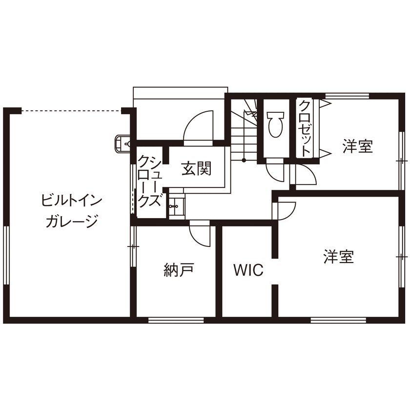 アークホーム　一級建築士事務所 【1000万円台/ビルトインガレージ/間取り図有】予算もこだわりも諦めない。趣味や遊びを満喫する住まいへの間取り図（3LDK）1階