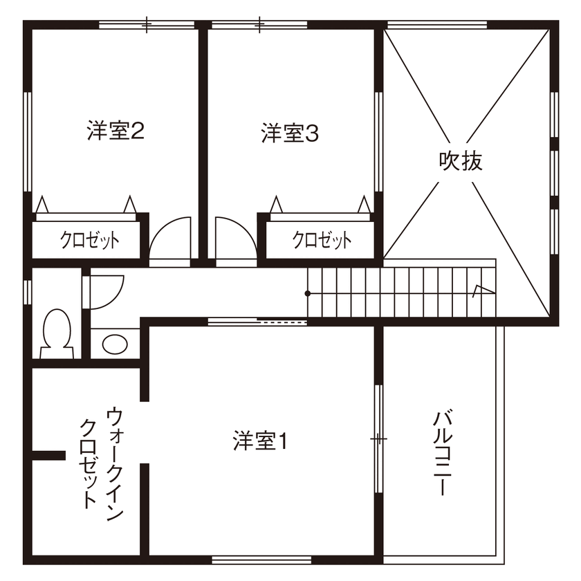 アークホーム　一級建築士事務所 【1000万円台/吹抜け/間取り図有】「コスパ高すぎ！」モデルハウスで実感。ほぼ標準で、家族と楽しむ家への間取り図（3LDK）2階