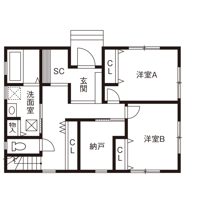 アークホーム　一級建築士事務所 【1000万円台/2階リビング/間取り図有】“隠す”収納で生活感をなくした、こだわりのスタイリッシュなLDKの間取り図（3LDK）1階