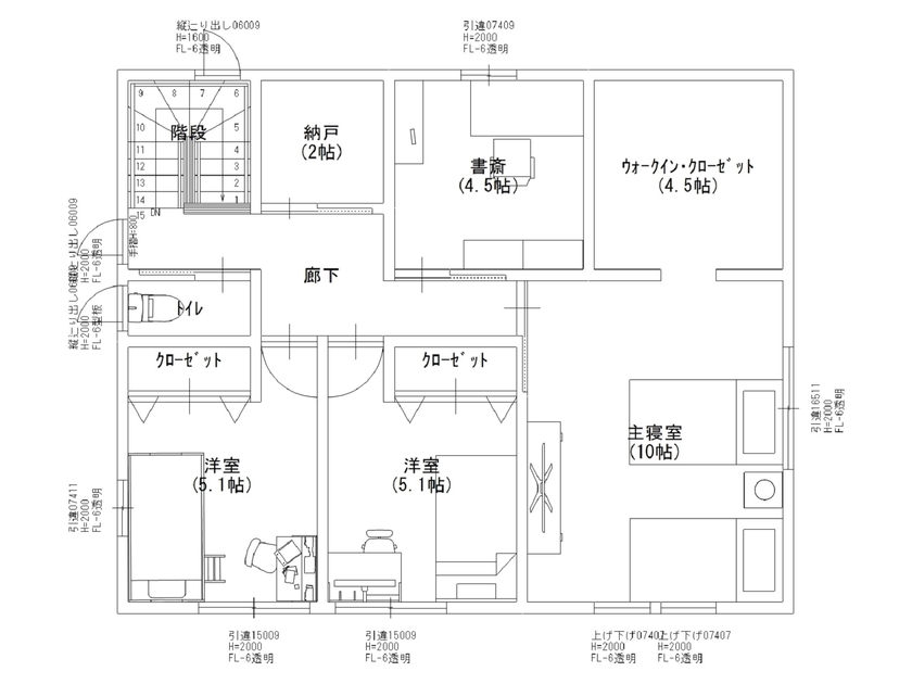 まるるのおうち 【間取り図あり/1700万円台】シンプルデザインに和を取り入れた、洗い出しの土間がある家の間取り図（4LDK）2階