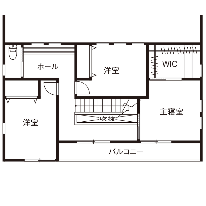 明建ハウス 【和歌山市／2000万円台／間取り図あり】好きな海を彷彿とさせるブルー×木の梁が印象的なリビングのある家の間取り図（4LDK）2階