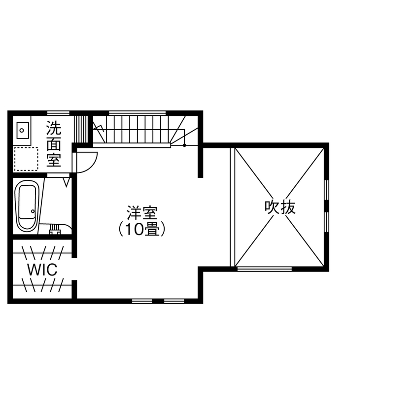 Relax home 【2000万円台/コンパクト/20坪台/間取り図】気分は高原リゾート。外の空気と緑に癒されるテラスのある家の間取り図（1LDK＋テラス）2階