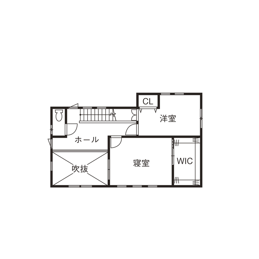 アヴィエスホーム 【間取り図有/35坪】細やかな対応で「好き」を実現。スキップフロアや吹き抜けで家族が「繋がる」暮らしの間取り図（2LDK）2階