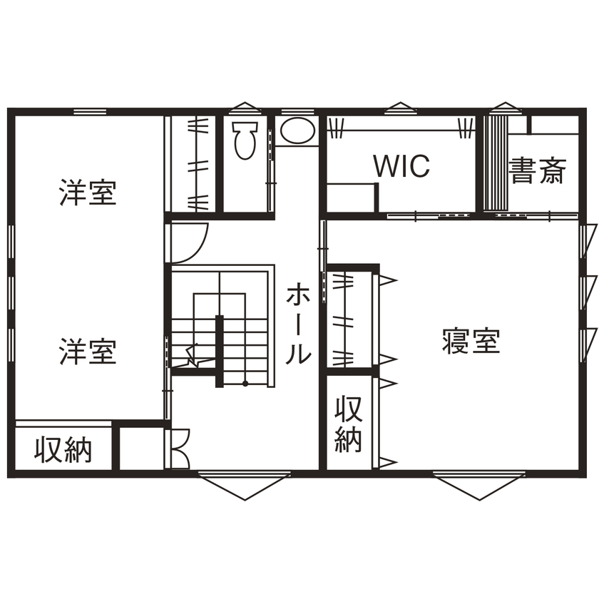 アヴィエスホーム 【間取り図有/45坪/2200万円～2299万円】家族に合った収納計画や8の字の動線が嬉しい、南欧風の住まいの間取り図（2LDK）2階