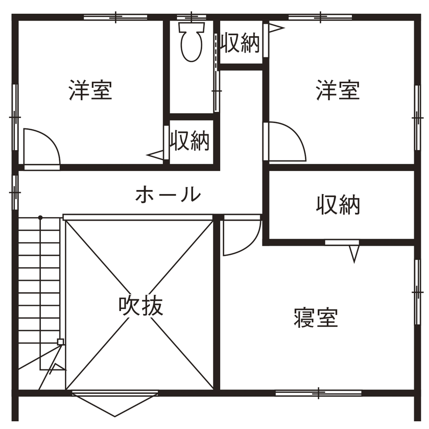 アヴィエスホーム 【間取り図有/27坪/1600万円】「健康塗り壁」で爽やかな毎日を。家族を身近に感じる暮らしやすい住まいの間取り図（4LDK）2階