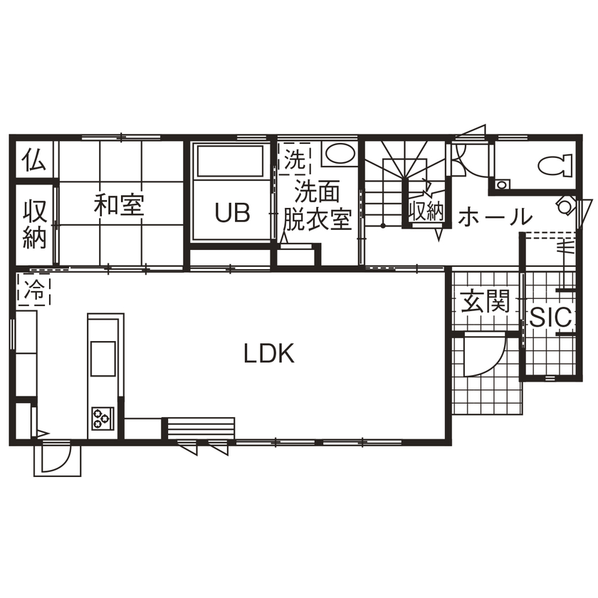アヴィエスホーム 【間取り図有】きれいな空気に包まれた空間も、造作家具も予算内で！明瞭な価格案内で不安の少ない家づくりの間取り図（4LDK）1階
