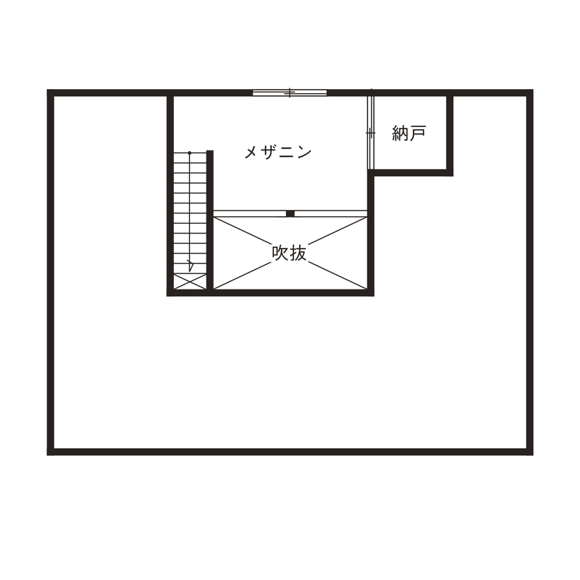 コンチネンタルホーム 【平屋/間取り図有】白をベースとしたスタイリッシュモダンのお家の間取り図（2LDK）ロフト