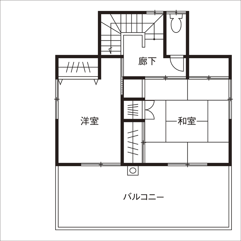 助川工務店 【2000万円台|30坪台|間取り|自然素材】匠の技が光る和室は上質な空間。古民家風のお洒落な和モダンハウスの間取り図（4DK）2階